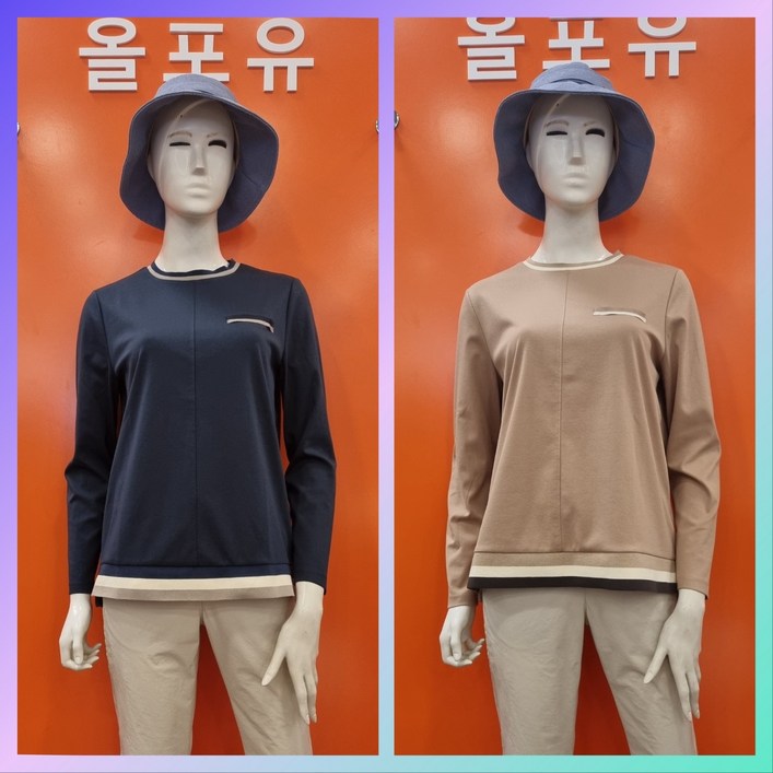 올포유 데일리한 스타일 예뻐! 여성 삼색 배색 포인트 라운드 티셔츠 LTM7421&509,819