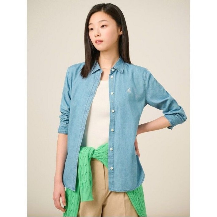 매장정품 빈폴 레이디스 [Essential] 서머 데님 셔츠 - 스카이블루 (BF5464E02Q) 82363