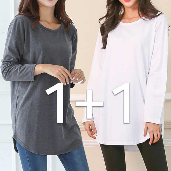 토마토팩토리 여성용 11세트 레이어드 롱 긴팔 티셔츠 Ver1 라운드넥 기본 롱 긴팔 티셔츠 이너티 빅사이즈