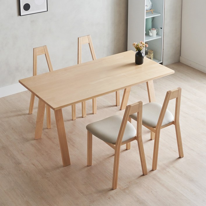 에보니아 이네스 비취원목 4인 식탁세트 B형 4인테이블의자4개, B형4인테이블의자4개