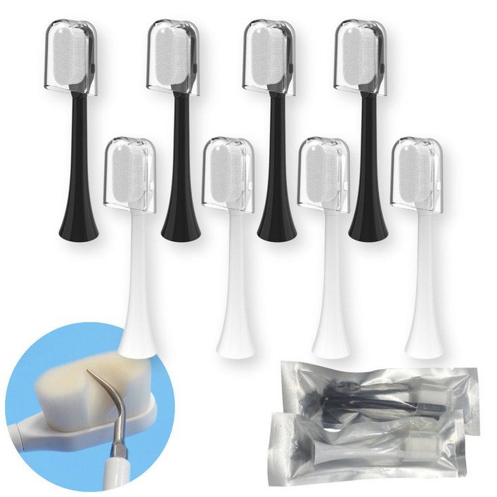 호환 고산상회 필립스 소닉케어 HX3641 HX3671 부드러운 초미세모 교체 칫솔모 리필, 4개입, 화이트