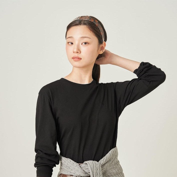 빈폴 레이디스 레이어드 디테일 긴소매 티셔츠 - 블랙 (BF5841C905)