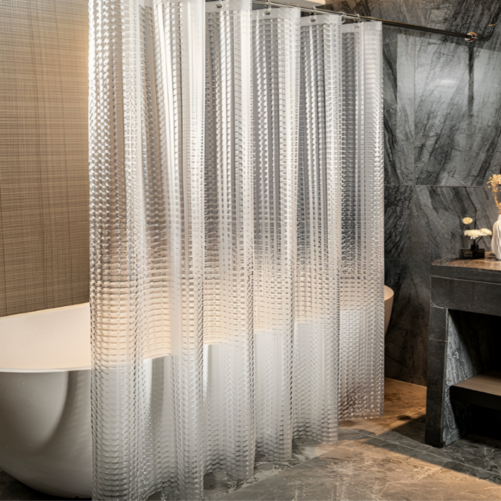 깔끔조아 반투명 글라스 방수 샤워 커튼 고리포함, 1개