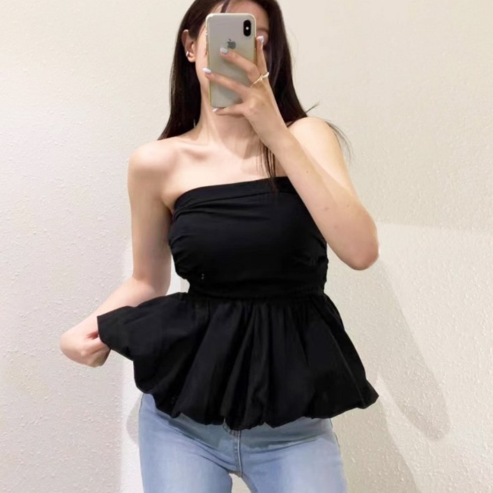 에스알비 오프숄더 프릴 탑