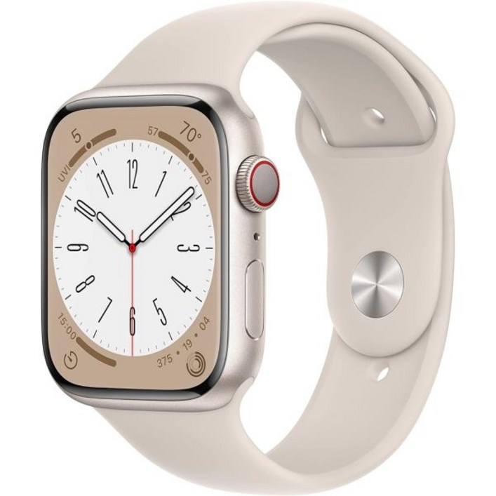 Apple Watch 시리즈 8 [GPS + 셀룰러, 45mm] - 스타라이트 스포츠 밴드가 있는 알루미늄 케이스, M/L( (리퍼제품))