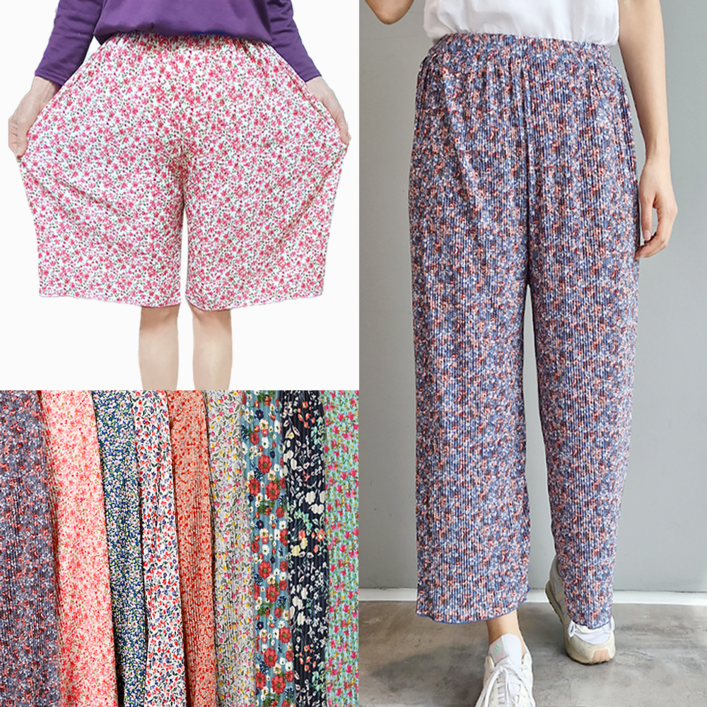 데일리트립 꽃무늬 플리츠 냉장고바지 몸빼바지(~99)