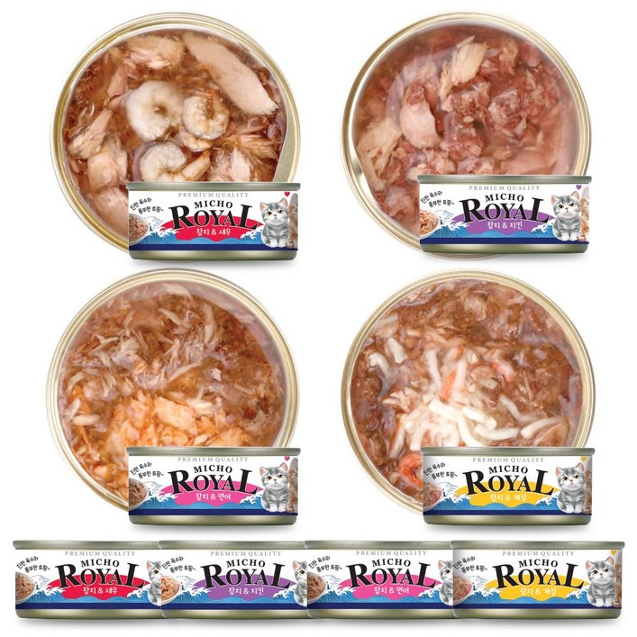 프리미엄 로얄 미쵸 캔 6종 콤보 170g x 12개입 고양이 간식 통조림, 12개, 170g, 미쵸 콤보