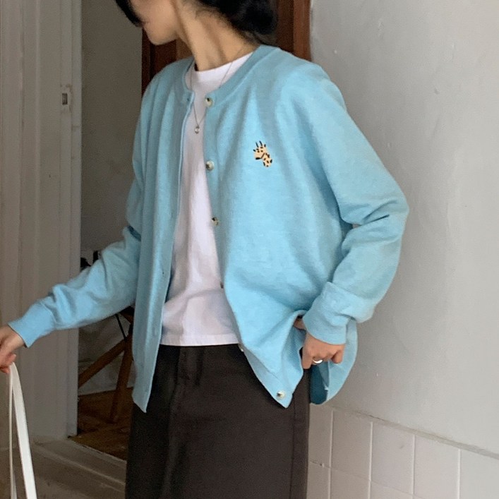 어반레이디 여성 니트 가디건 자수 캐릭터 핫컬러