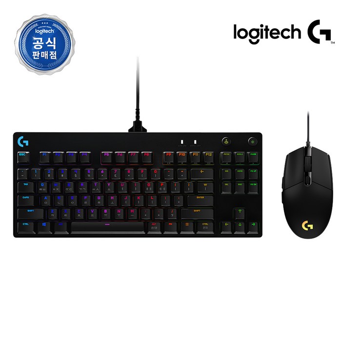 로지텍코리아 G PRO SET 지프로 키보드  G102 게이밍 마우스, 블랙, PRO청축G102블랙, 텐키리스