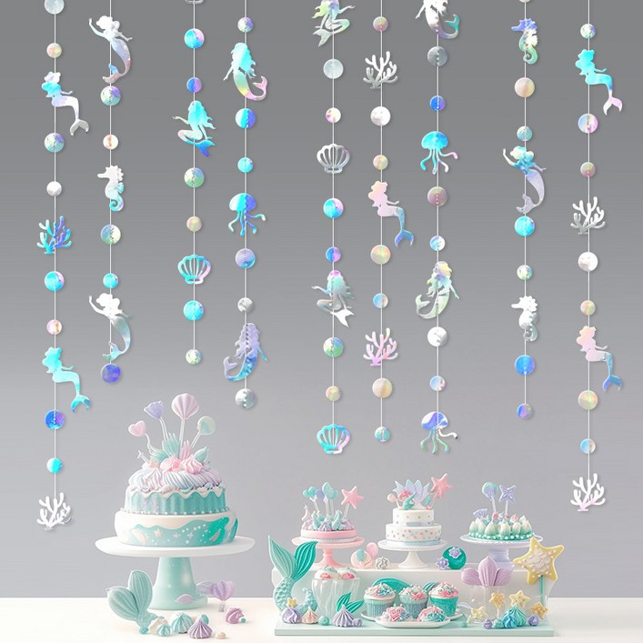 데이엘라 봄 여름 어린이집 환경판 유치원 환경구성 홀로그램 가랜드 모빌 인어 해양 바닷속