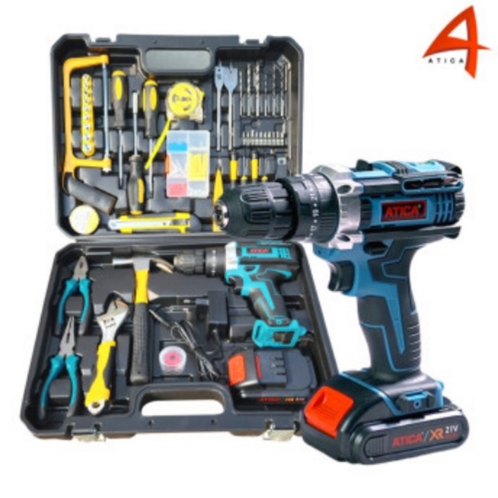 아티카 21V 충전 전동드릴 드라이버 공구 올인원 풀세트, 1개