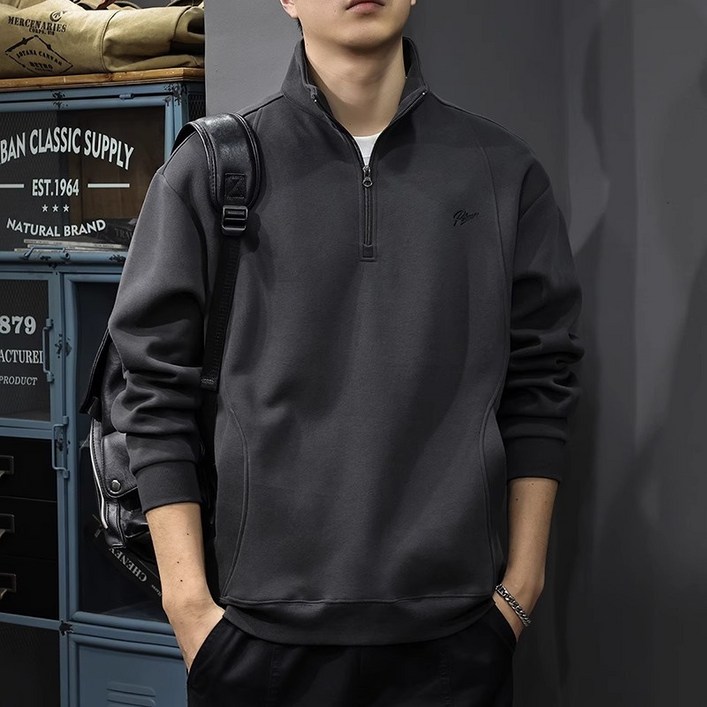 한정재고정리할인 위브웨어 캐주얼 반집업 카라 긴팔 맨투맨