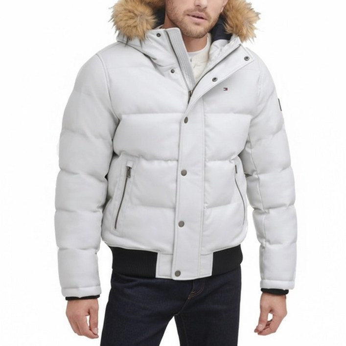 타미힐피거 25 시즌 남성 스노클 봄버자켓 레더 아이스 남성 패딩