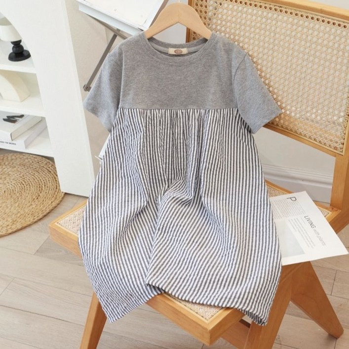 해피유통 아동 여름 반팔 스트라이프 원피스 14세 이상 XG08