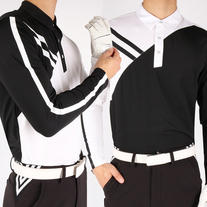 SPM 11 지발란B배색골프카라티 남자 골프 긴팔티 배색 티셔츠 스판 기능성 카라 경량 골프티 스포츠 빅사이즈 지발란