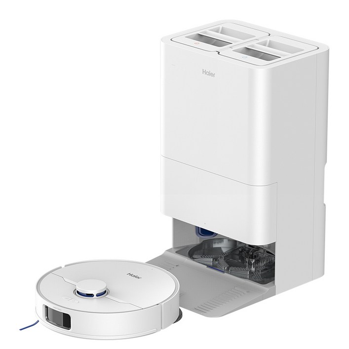 하이얼 로봇청소기 V30 8000Pa 55도 열풍건조 흡입걸레 LDS 네비게이션 자동먼지비움 스마트 앱 제어, 화이트, V30