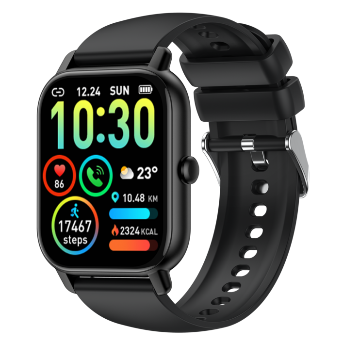 Donerton P66 통화가능 스마트워치 46.99mm 한글판 운동시계, 블루투스, 4.699cm, 블랙