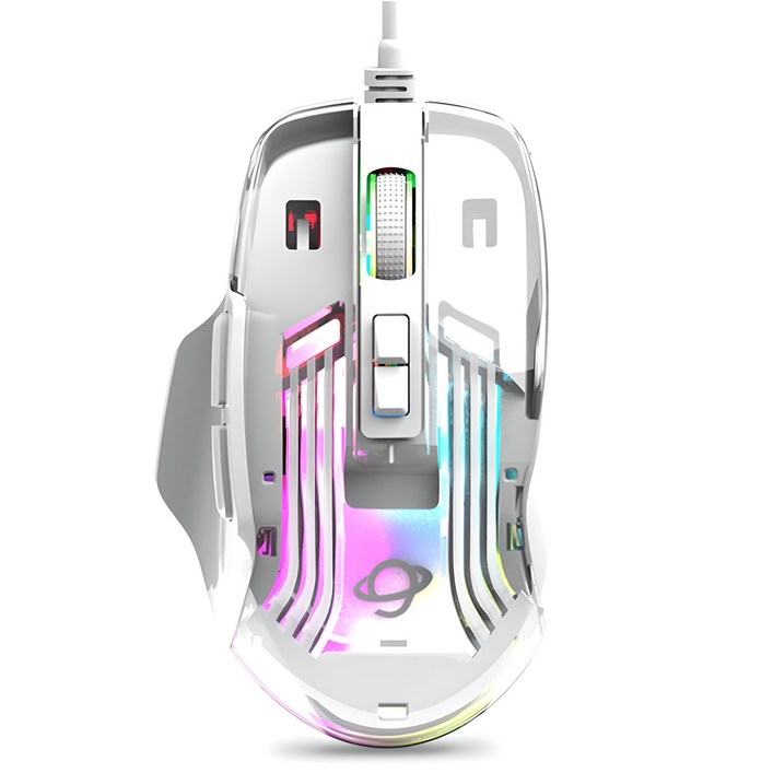 지클릭커 크리스탈 RGB 무소음 게이밍 유선 마우스 GME9000, GME9000, 투명