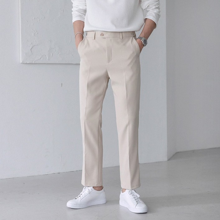 베이직바이블 남자 시크릿 히든밴딩 스판 슬랙스 10부 빅사이즈 링클프리 구김방지 남성 팬츠 바지4color