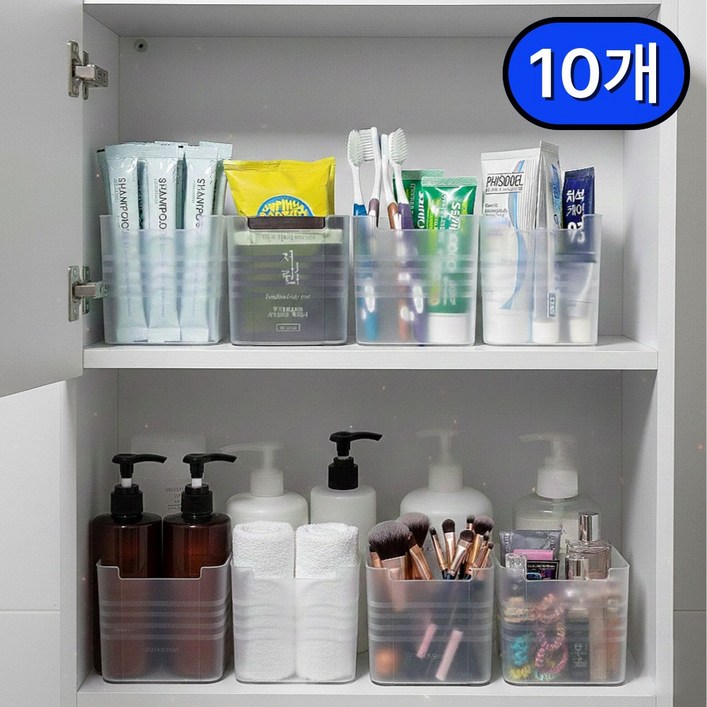 올데이앤 다용도 욕실 정리함, 10개, 반투명