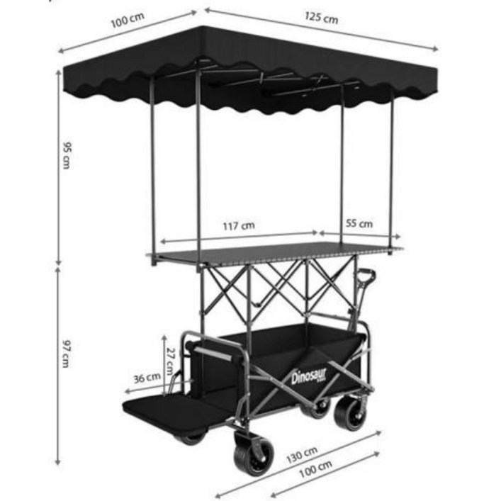 캠핑웨건 트롤리 카트 접이식 야외 캠핑 차양 휴대용 분리형 내구성 수납 피크닉 탈부착 소형 도구, 2blacktableshelter