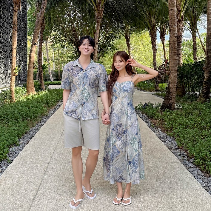 카프리 휴양지커플룩 허니문 하와이안 커플휴양지룩 바캉스 신혼여행 시밀러룩