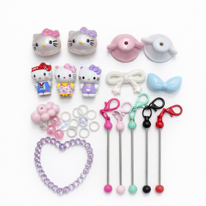 고양이 비즈 키링 만들기 5개 세트 키꾸 DIY