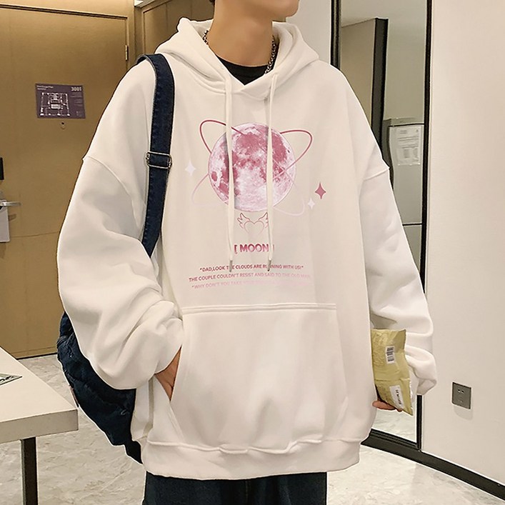 스몰더 남자 문 오브 오버핏 후드 티셔츠 1710