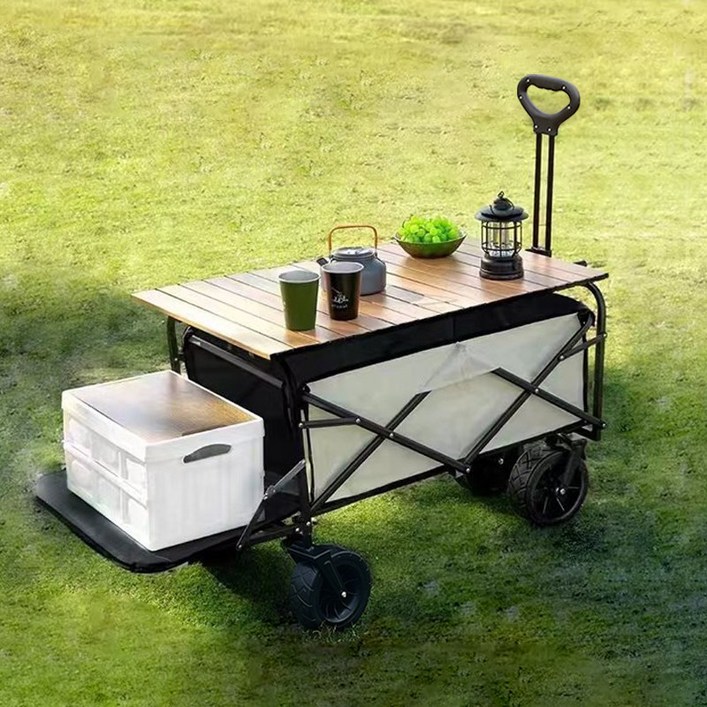 존글로벌 접이식 캠핑 웨건 테이블 폴딩 카트 + 테이블 세트