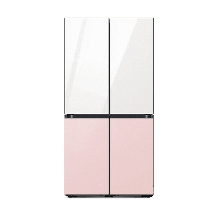 삼성 비스포크 냉장고 4도어 키친핏 615L 글램화이트+글램핑크 RF60B91C355 - 쇼핑앤샵