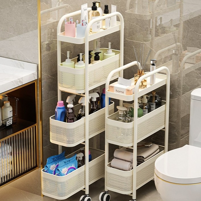 하루꿈 틈새 공간 수납장 슬림 트롤리 선반 일체형 다용도 이동식 서랍형 슬라이드 수납정리함, 화이트