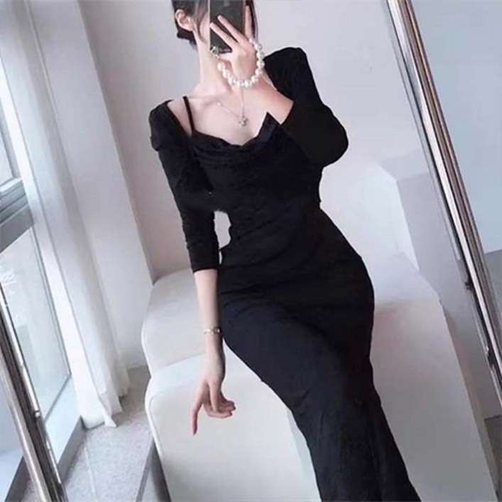 어반룩북 미시룩 보디라인 롱원피스 클로이 가디건 세트
