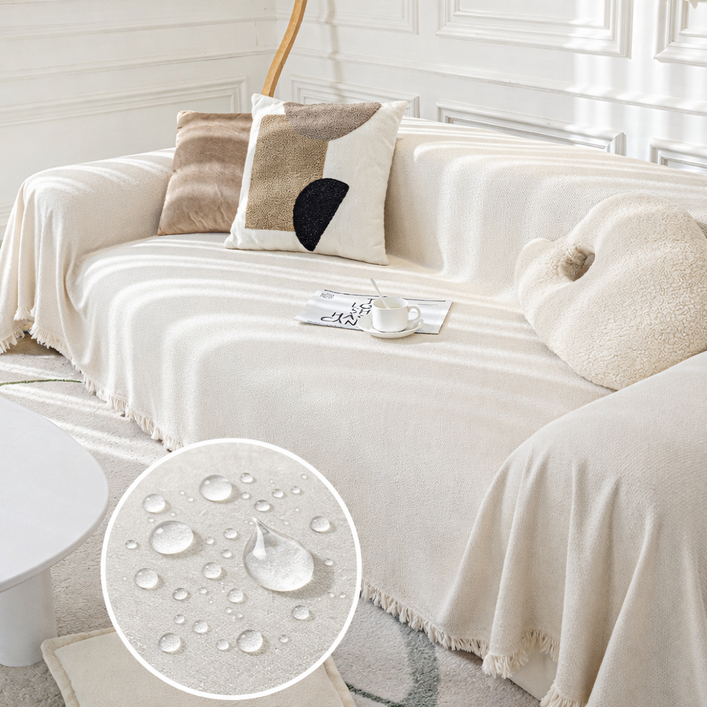 하우스베라 코지프린지 방수 소파커버 사계절 쇼파커버 소파덮개 14인용 프리미엄 패브릭, 1개, 크림바닐라