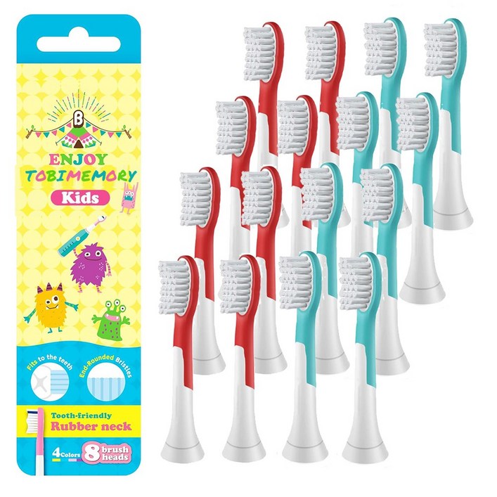 바른이케어 호환 필립스 어린이 전동칫솔모 미니 3세 7세 키즈 리필모 HX6032 HX6042, 16개, 필립스 어린이 키즈 7세이상