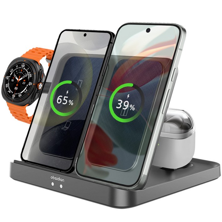 멀티 핸드폰 고속 무선충전 거치대 갤럭시 워치 버즈 S25 S24 Z폴드7 Z플립7 노트 CTWS23S