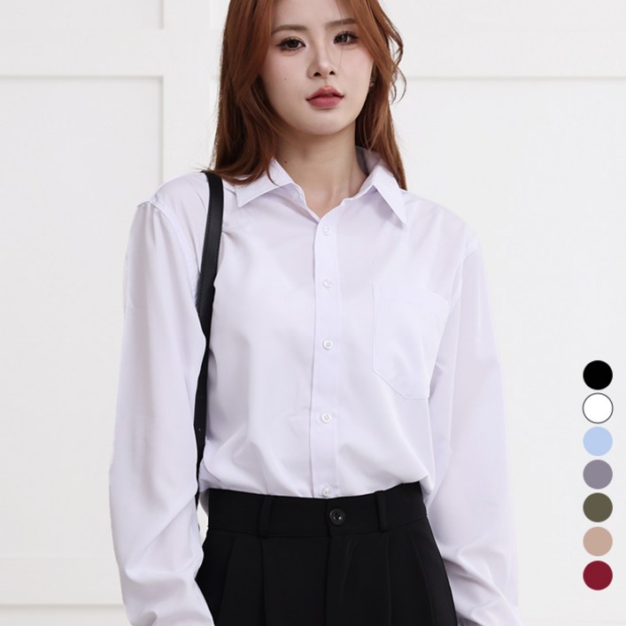 턴키 빅사이즈90130까지 여성용 찰랑 루즈핏 구김 적은 링클프리 스판 셔츠 남방 GNB9730