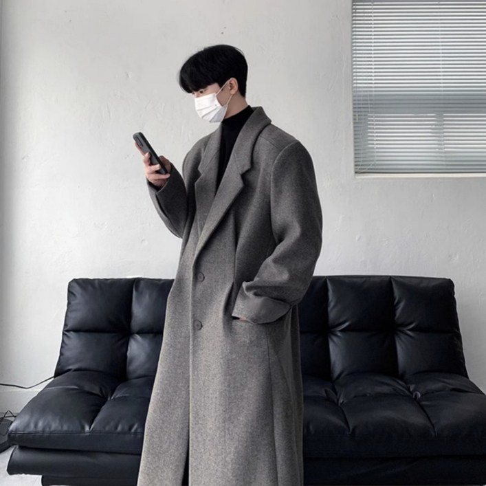 ANYOU 남성 겨울 울코트 케쥬얼 빅사이즈 코트 두터워짐 롱코트