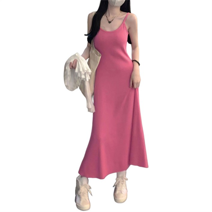 여성 롱원피스 봄여름 A라인 끈 나시원피스 H41230