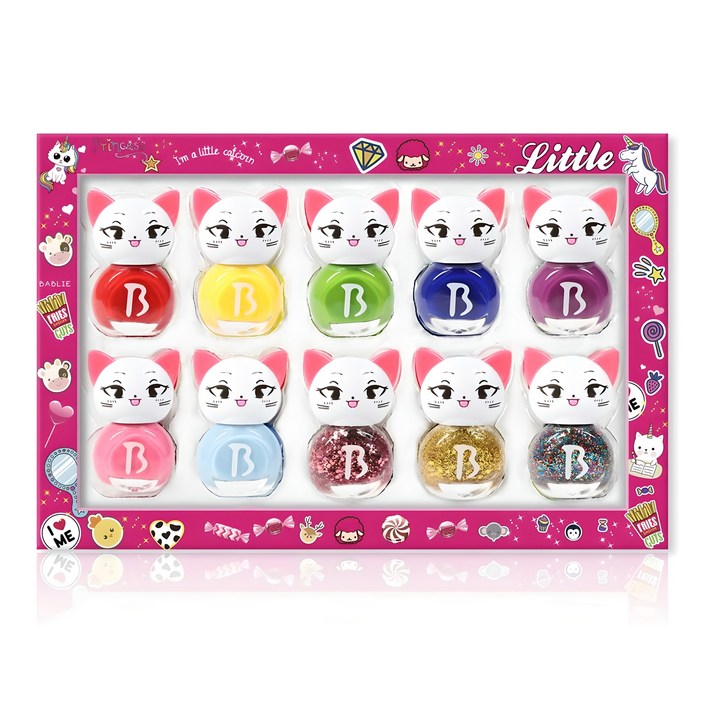 바블리 냥이 어린이 매니큐어 10종 선물세트, 혼합색상, 1개