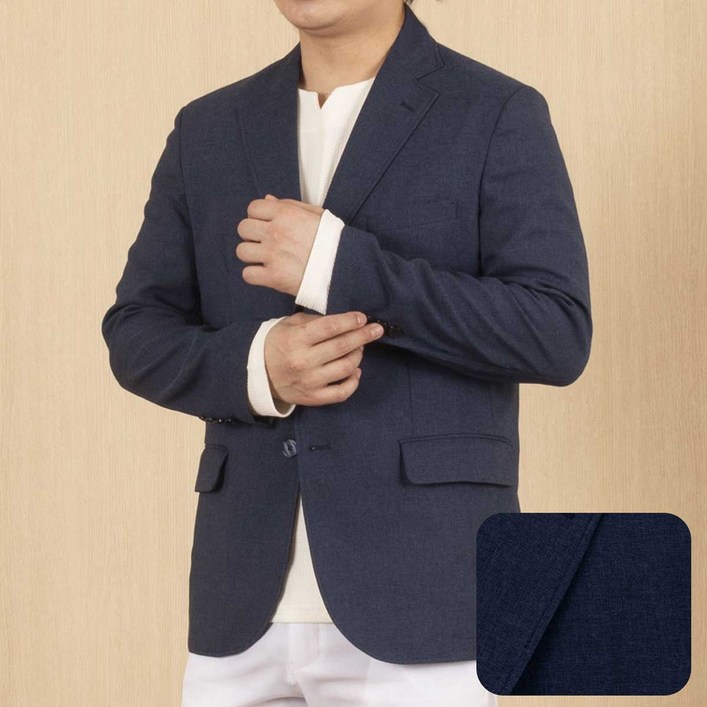 중년 남성 봄여름 구김방지 카치온 린넨 신사 콤비 자켓