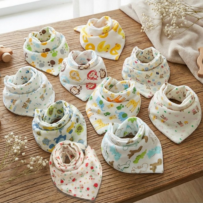 마스프렌즈 유아 턱받이 손수건 10종 세트