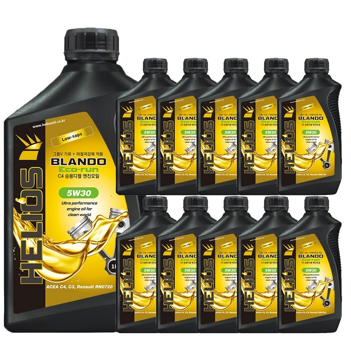 헬리우스 에코런 5W30 C4 C3 DPF 그룹V OSP적용 코팅제 1L X10 1BOX, 10개, 5w30, 1L