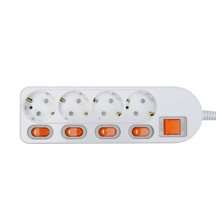 금호전기 번개표 개별스위치 멀티탭 4구, 5m, 흰색, 8개