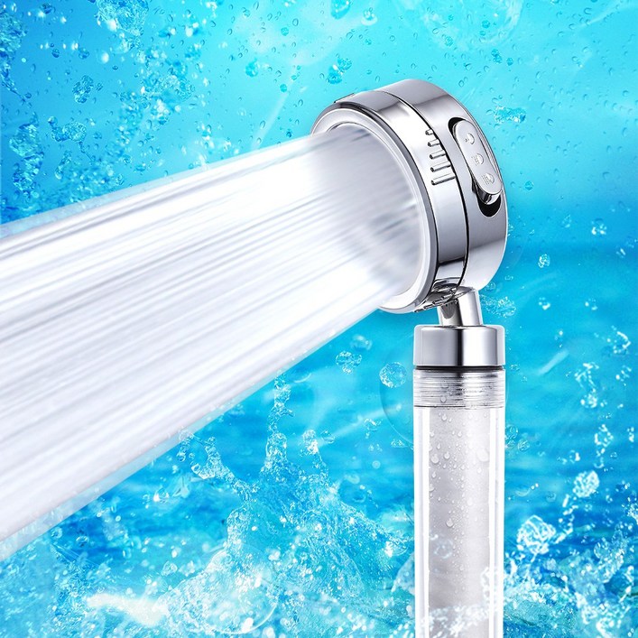하비비 3단 조절 마사지 정수 필터 샤워기, 1개, Silver