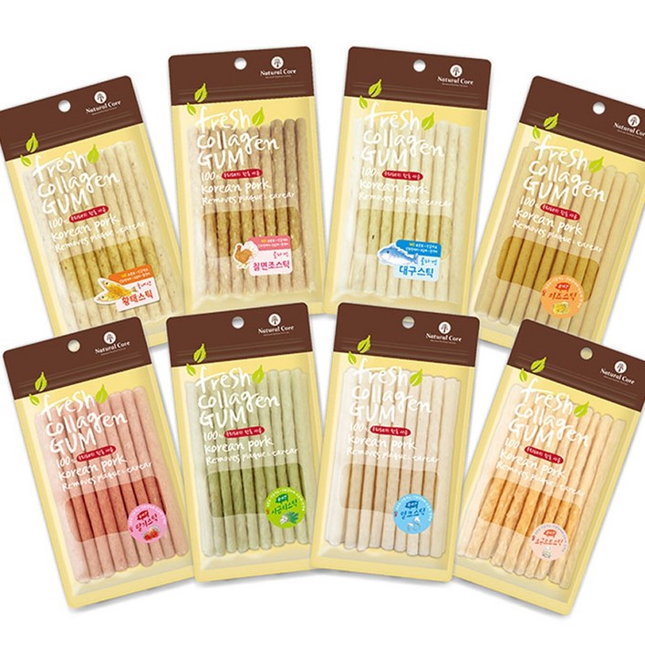 11 네츄럴코어 콜라겐 스틱껌 20p 돈피 8종 대구 밀크 황태 치즈 딸기 시금치, 밀크11, 100g, 2개