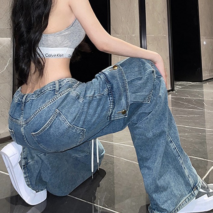 대박난박양 데님 카고 와이드 청바지