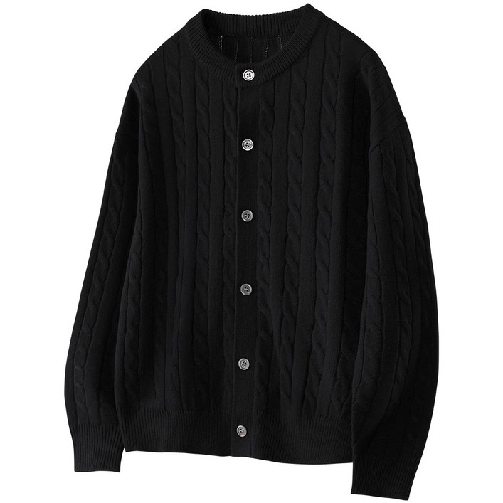팀스핏 남성용 빅사이즈 오버핏 케이블 라운드 니트 가디건