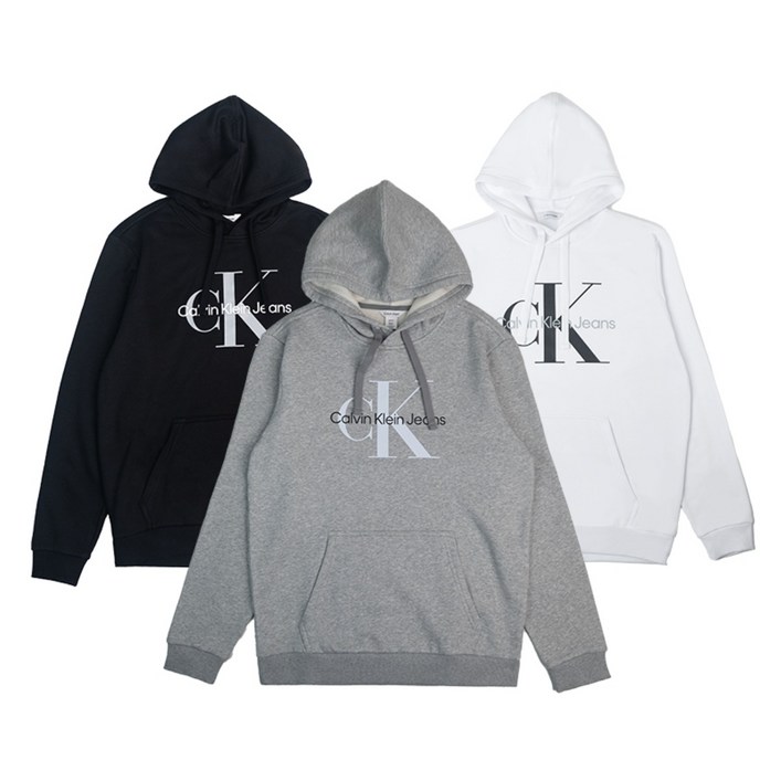 캘빈클라인 모노그램 CK 로고 기모 후드