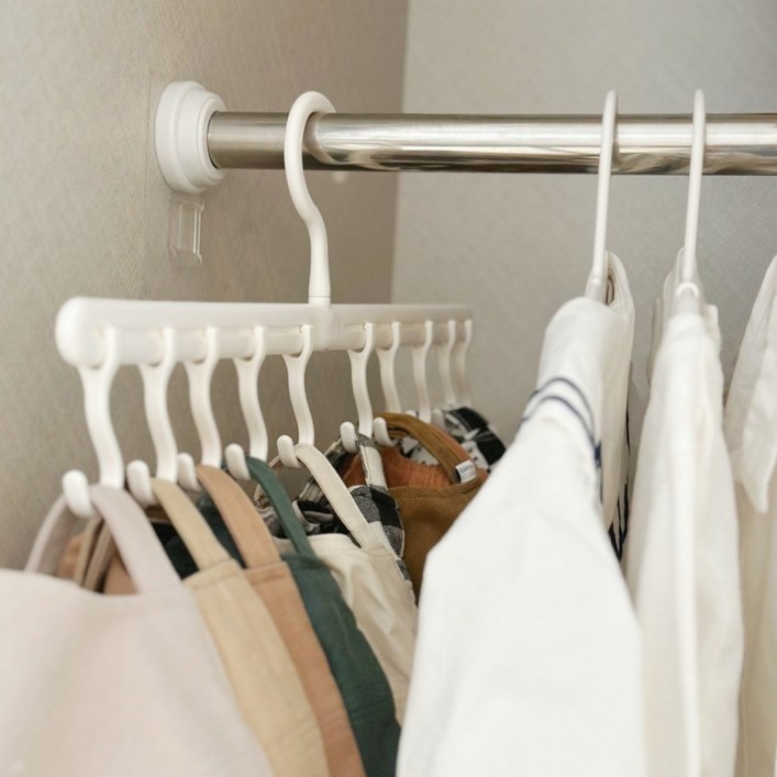 리블리홈 회전형 모자 걸이 모자정리 거치대 집게걸이 행거 10P 고리10P, 화이트, 1개