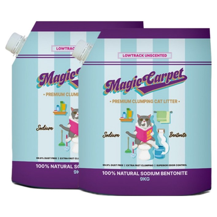 매직카펫모래 고양이 벤토나이트 오리지널 로우트랙 (굵은입자) 9kgx2개입